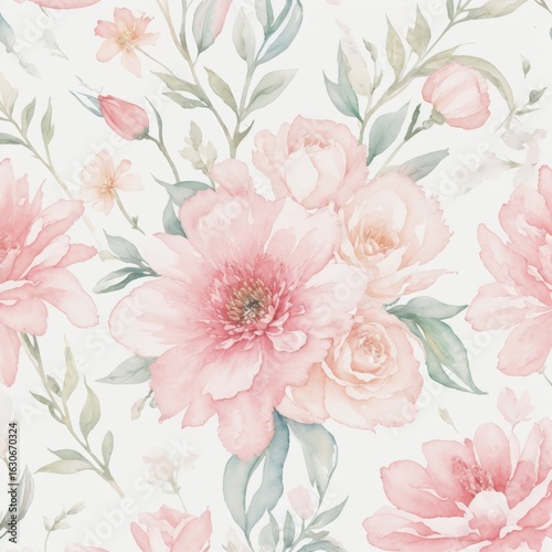 a watercolor floral pattern with pink flowers.