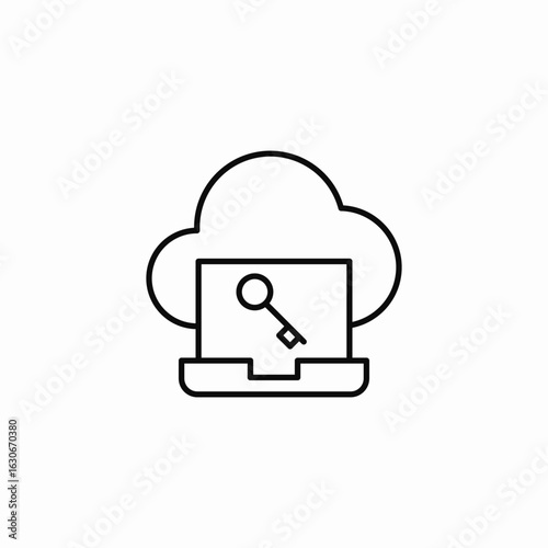 cloud access key icon sign vector