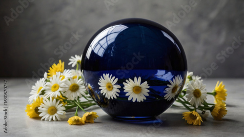 Dark Blue Glass Sphere Vase 