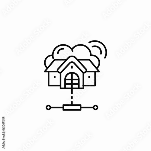 cloud home network icon sign vector