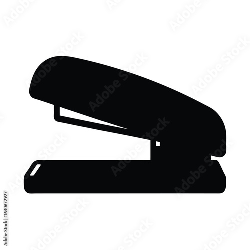 Office stapler stationery binder tool equipment supply black silhouette vector illustration