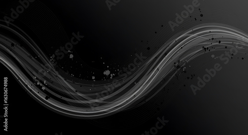 Abstract black and white wave background with a modern and dynamic design, featuring smooth curves and a stylish texture, perfect for presentations or digital artwork