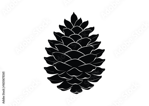 Pine cone silhouette black vector white background