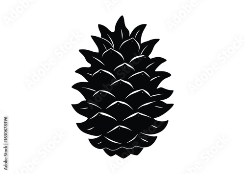Pine cone silhouette black vector white background