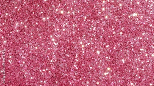 Close-up of densely packed, light-reflecting, sparkling rose-pink glitter texture