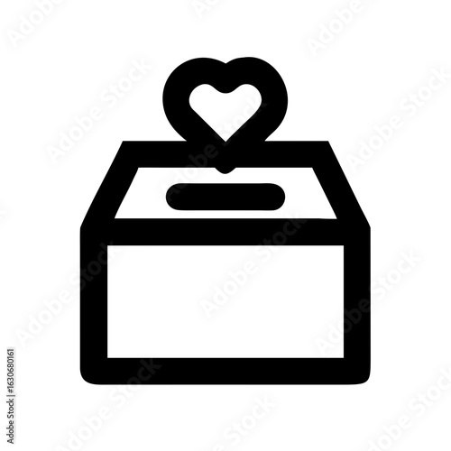 Donation box with heart icon vector illustration charity and fundraising concept for giving love and support