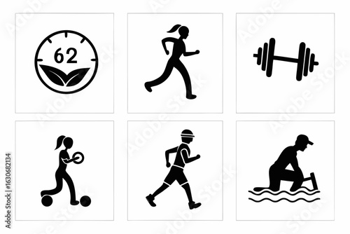 Fitness and Health Icons Collection.