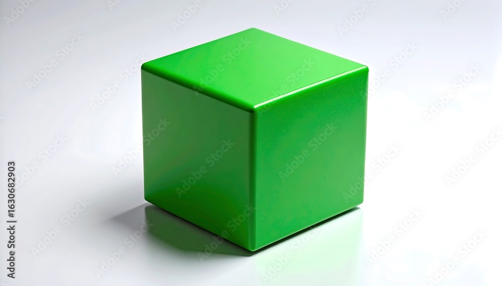 Fototapeta premium Green cube on white background