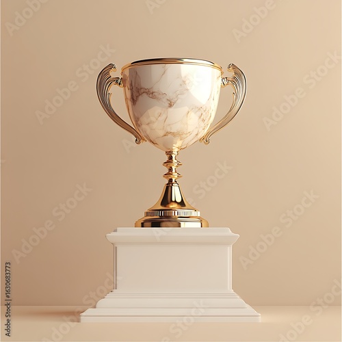 Luxurious Trophy on Elegant Pedestal 3D