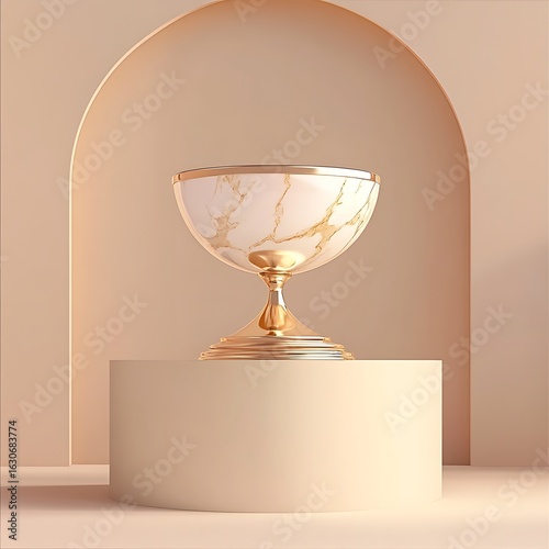 Luxurious Trophy on Elegant Pedestal 3D