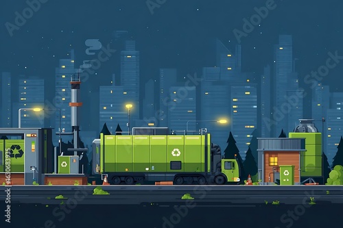 waste collection during night time in a city