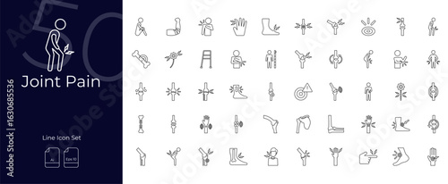 Joint Pain Line Editable Icons set. Vector illustration in modern thin line style of Joint Pain icons: pain, hip, shoulder, etc