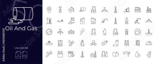 Oil And Gas Line Editable Icons set. Vector illustration in modern thin line style of Oil And Gas icons: gasoline, gas, refinery, etc