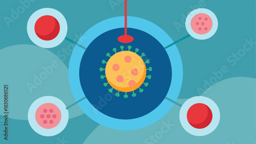 Cells Undergoing Modification A closeup view of cells being targeted by gene editing tools with a highlighted area indicating the site of modification and potential disease