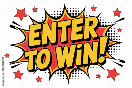 Enter To Win! Pop Art Comic Style | Contest Announcement for Marketing, Advertising and Social Media