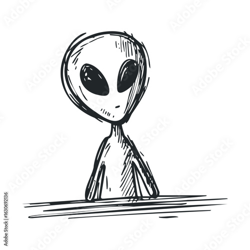 Whimsical alien pondering life and existence