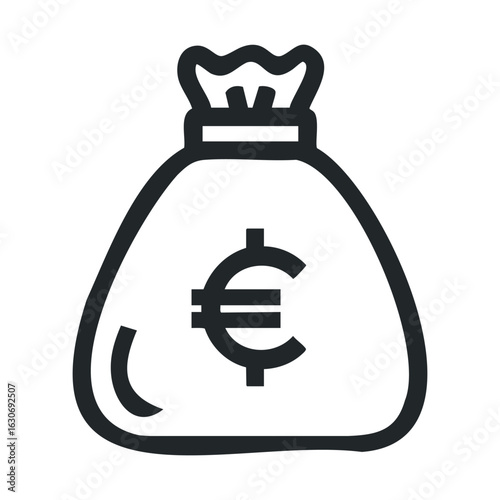Money bag with euro symbol representing wealth and currency management