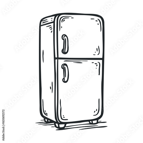 Hand drawn vintage fridge design for home decor