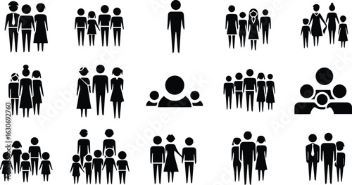 Collection of diverse people icons representing groups and individuals