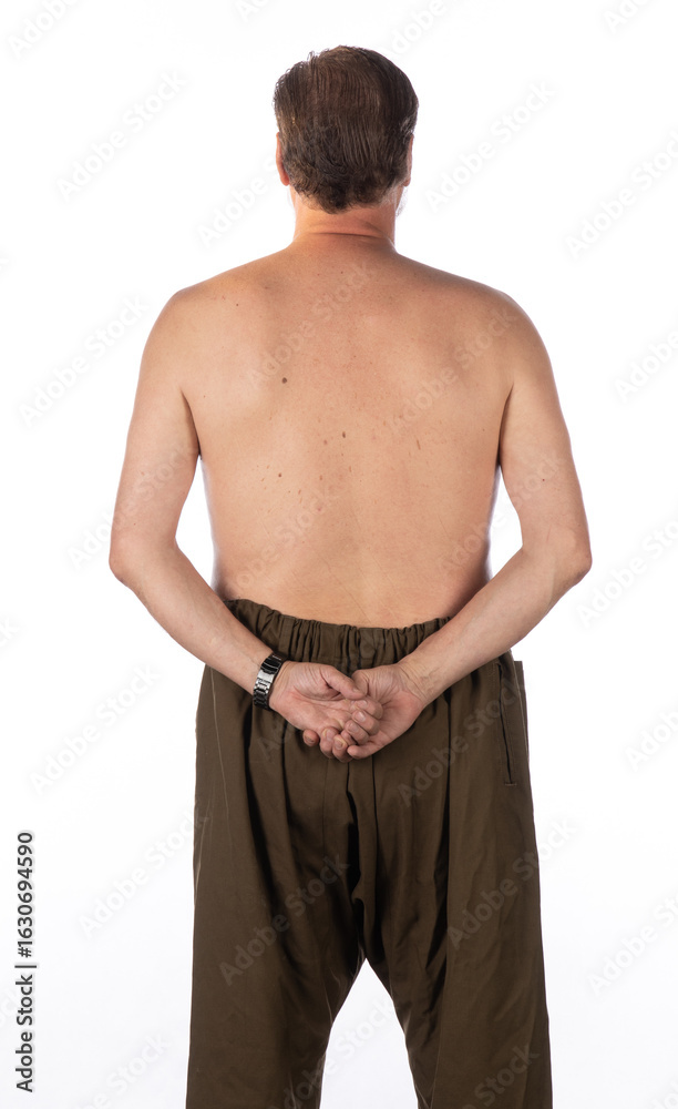 Fototapeta premium old man with bare back on white background