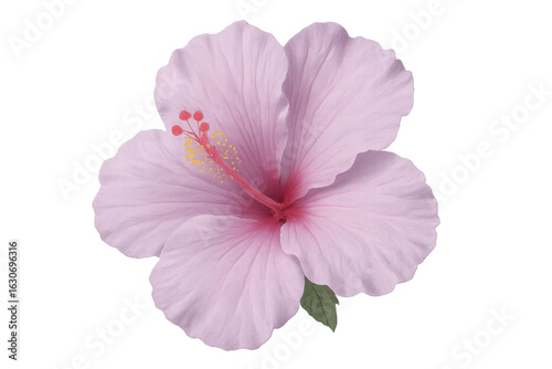 Pink hibiscus flower blooming on a transparent background, perfect for adding a tropical touch to designs
