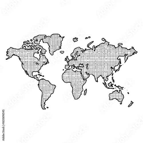 World Map with Grid Texture