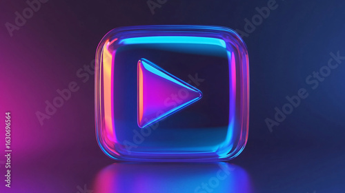 blue neon button