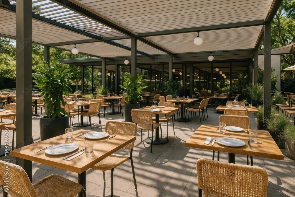 Fototapeta premium Chic outdoor dining experience.