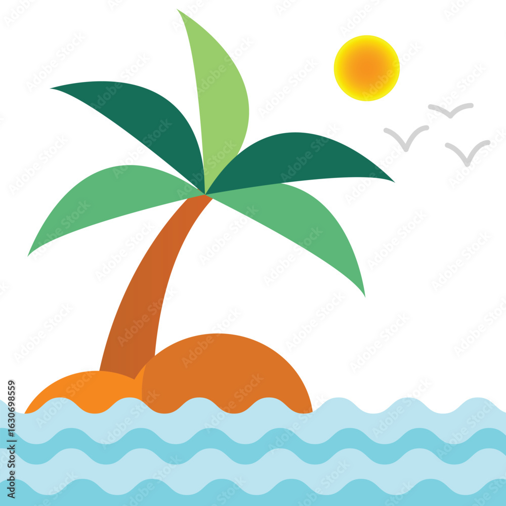 Fototapeta premium Palm Tree Vector Icon – Tropical Nature Silhouette Design, Minimal palm tree vector icon with tropical vibes. Suitable for use in summer themes, holiday graphics, beach designs, travel branding, 