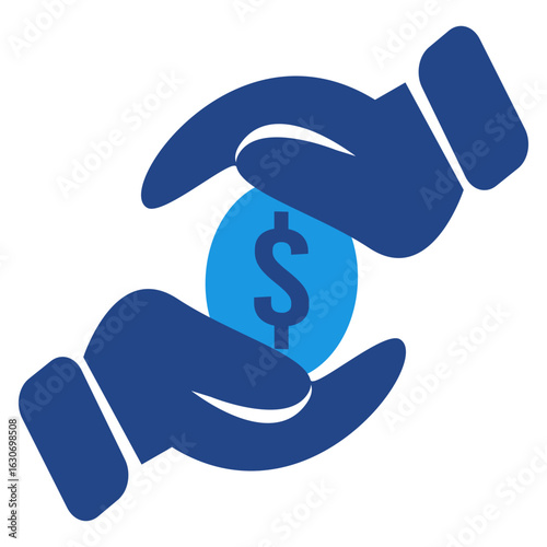 Fotografía The icon describes the transaction process, where money moves from one party to another, the act of giving a donation or contribution