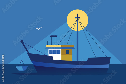 fishing boat morning sunlight