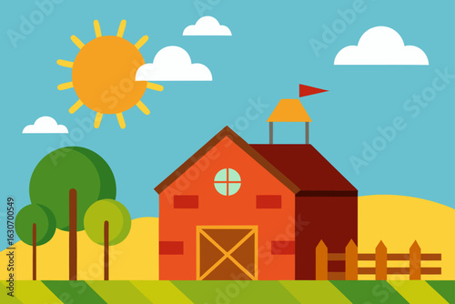 barnyard under midday sun