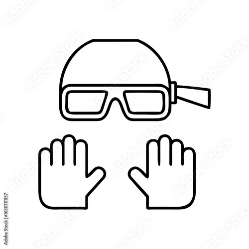 Work gloves and safety glasses icon for workplace protection