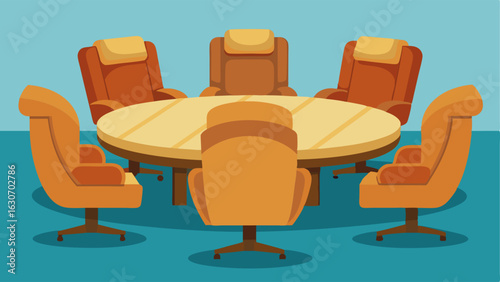 A large polished wooden table surrounded by plush comfortable chairs perfect for group study sessions.