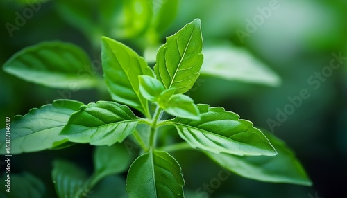 Wallpaper Mural macro shot of thai holy basil leaves natural setting ultra detailed focus botanical close up greenery concept Torontodigital.ca