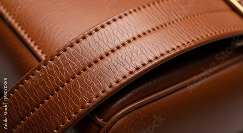 Close up of a luxurious brown leather bag with detailed stitching showcasing craftsmanship and elegance a perfect accessory for stylish individuals