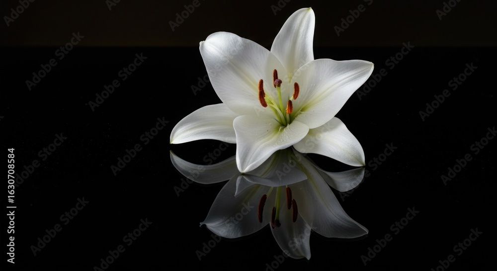 Fototapeta premium Elegant white lily reflection (1)