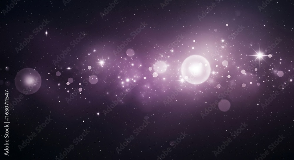 Obraz premium Mystical Purple Universe Backdrop with Sparkling Stars and Soft Light Beautiful Galaxy Cosmic Scene Great for Backgrounds and Designs