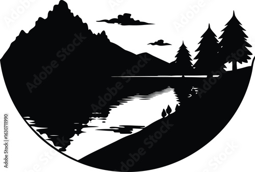 Photography Silhouette of reflections on calm river | Mirror-like water reflections silhouet