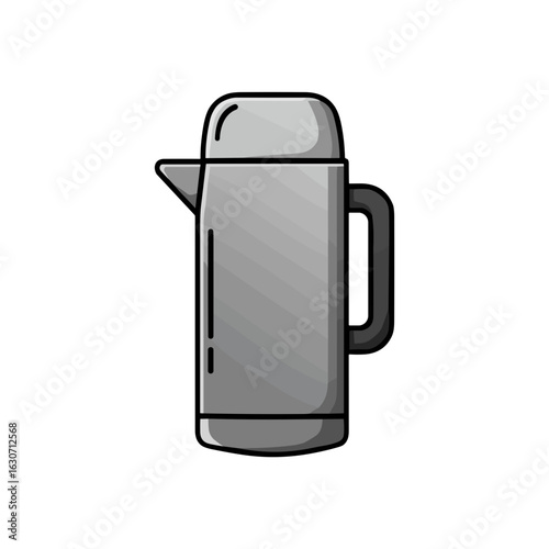 Sleek icon of a gray thermos bottle with copy space