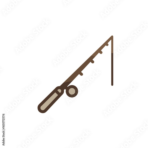 Sleek icon of fishing rod with copy space