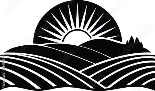 Silhouette of sunrise over rolling hills | Warm light over gentle slopes silhouette