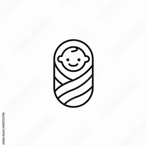 swaddled baby smiling icon sign vector
