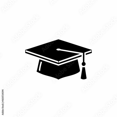 Graduation Cap Icon in Black for Education Websites, Academic Blogs, School Events, Graduation Announcements, and Inspirational Content  