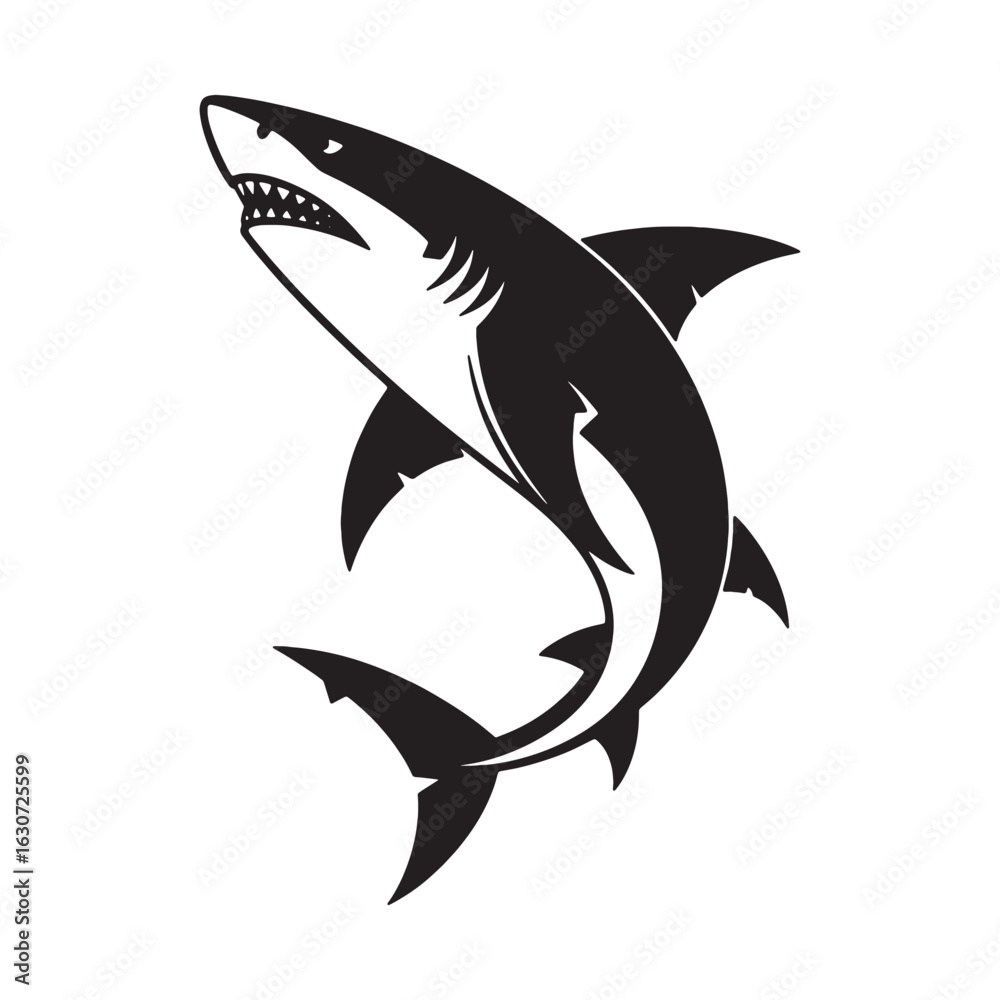 Fototapeta premium Shark Vector Silhouette - Sea Predator Icon EPS Clipart