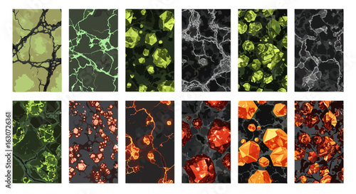 Colorful abstract geology stone textures seamless pattern set for design