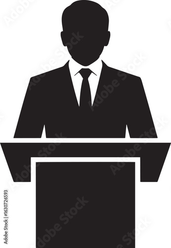 Public Speaking A Vector Illustration of a Person at Podium for Presentation and Communication