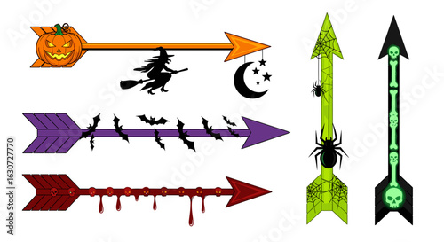 Creative Halloween Arrow Set: Spooky and Festive Directional Design Elements