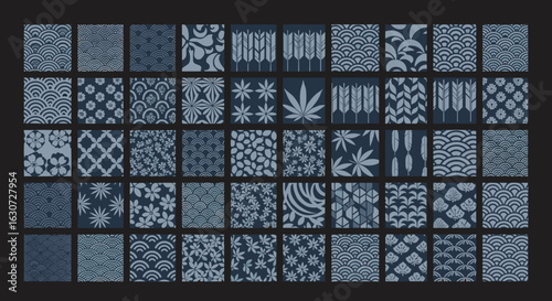 Indigo Textile Pattern Collection: A Symphony of Traditional Japanese Designs