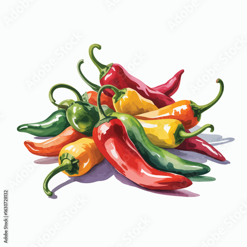 Vibrant assortment of fresh chili peppers in a pile